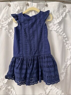 Cherokee Navy Eyelet Flutter-Sleeve Dress